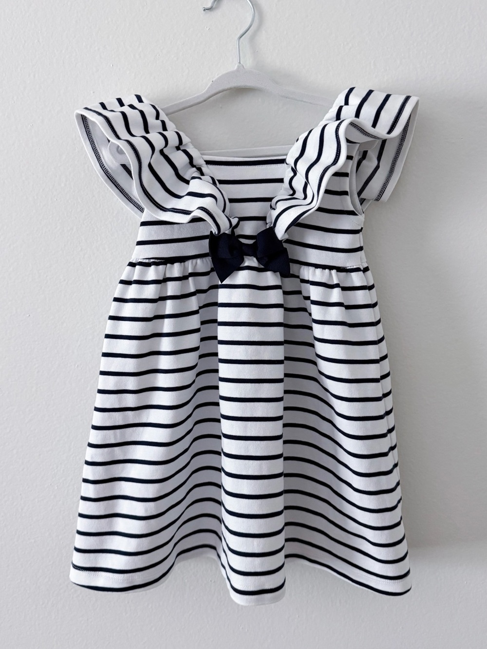 Janie and Jack Striped Ponte Dress in Merchant Marine Stripe Size 3 Preloved